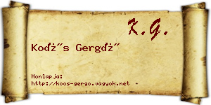 Koós Gergő névjegykártya